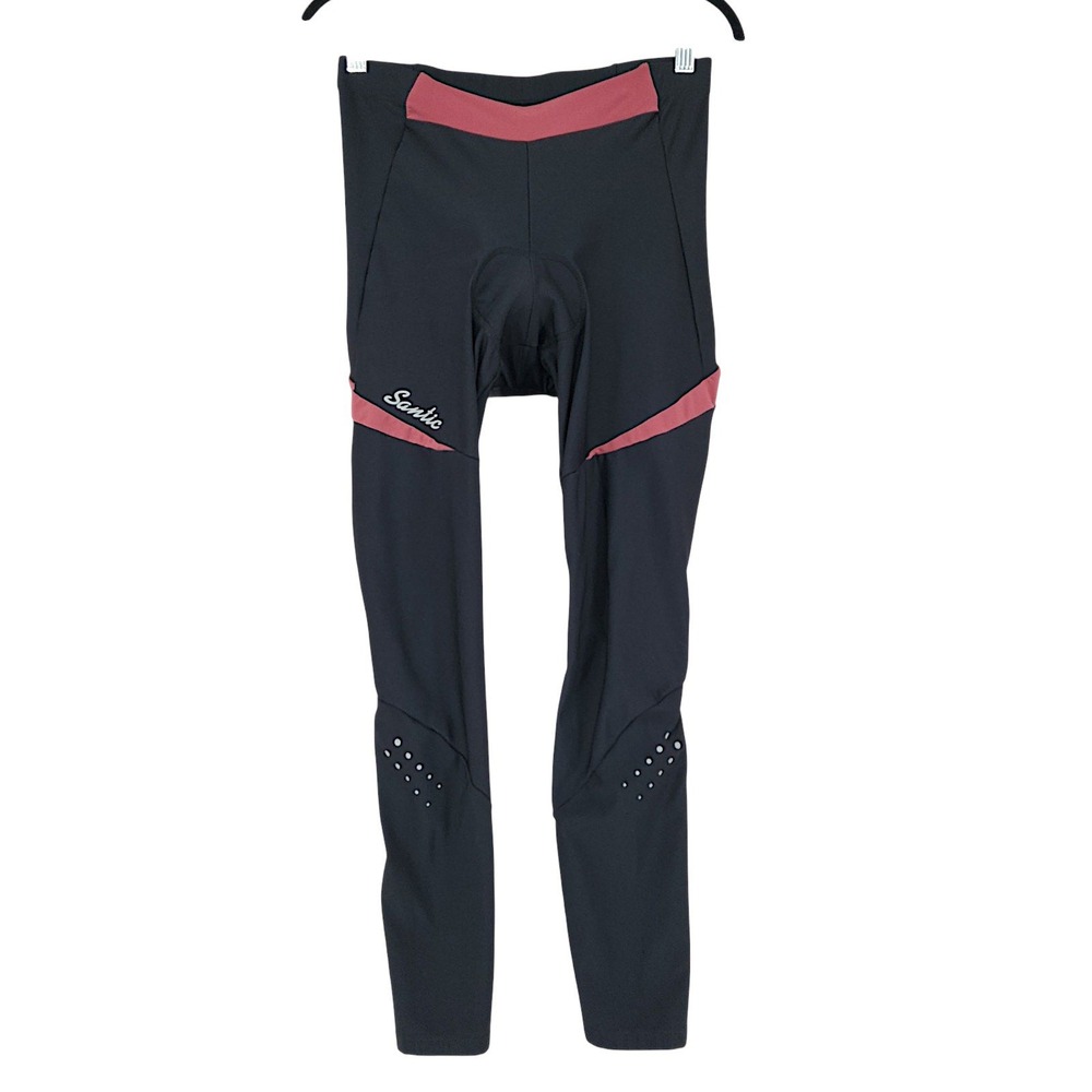 Santic Cycling Tights L Women Leggings Pant Black Pink Padded Chamois Reflective